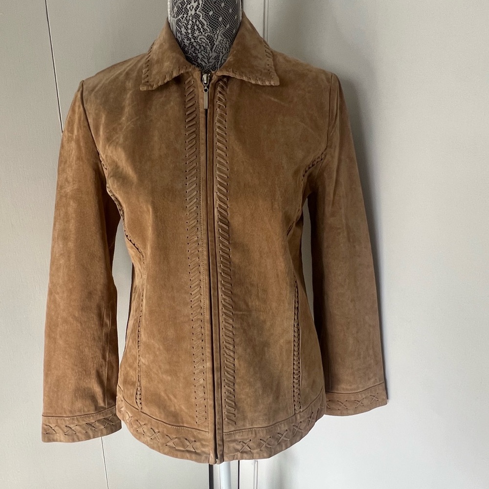 Ameri Mode Genuine Leather Jacket Women’s Small Tan SuedeWestern BohoStyle5559